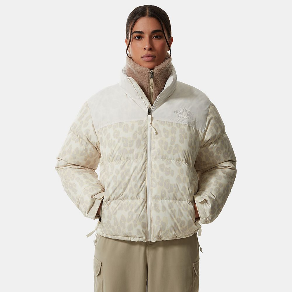 The North Face Nuptse Jacket Womens Australia - The North Face 1996 Printed Retro Silver Grey Leopar